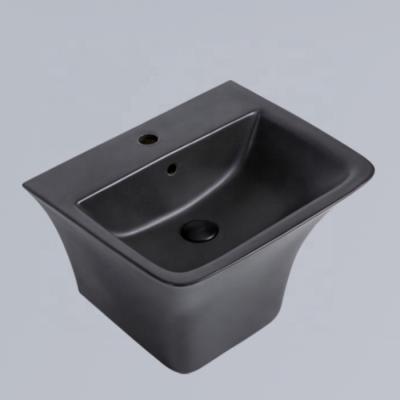 China EUROPEAN High Grade Matte Black Wall Mounted Wash Basin Wall Hung Black Wash Basin Sink for sale