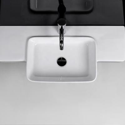 China Easy Clean European Single Hole Wall Mount Wash Basin White Rectangular Ceramic Wall Hung Bathroom Sinks for sale