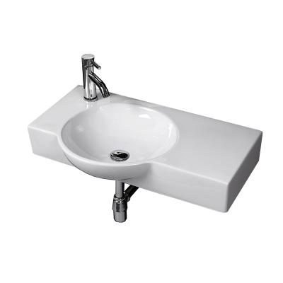 China European Modern Rectangular Single Hole Polished White Wall Hung Wash Basin Wall Mount Bathroom Ceramic Sinks for sale