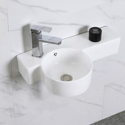 China Polished European Rectangular Small Wall Mounted Wash Basin Hanging Ceramic Bathroom Wall Hung Sinks for sale