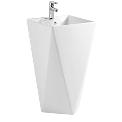 China High Grade Modern Ceramic Sink Basin Bathrooms Diamond Shape Pedestal Free Standing One Piece Hand Sink for sale