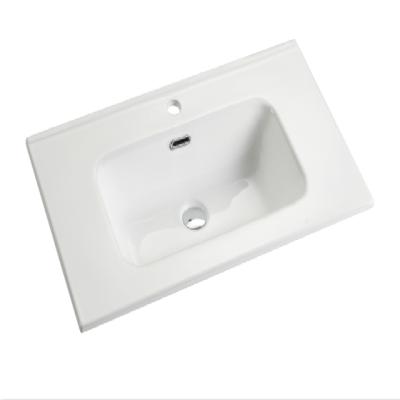 China Bathroom Cabinet Ceramic Sink Wash Single Round Hand Basin With Slim Edge For Hotel 710*465*170mm for sale