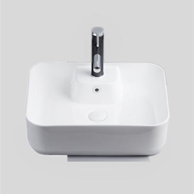 China High Grade Easy Clean Bathroom Rectangular Sink Basin With Faucet Hole Ceramic Bathroom Sinks for sale