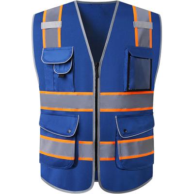 China Water Proof Fashion Safety Reflective Clothing Customize Visible High Patch With Pocket Safety Guard Reflective Striping Vest for sale