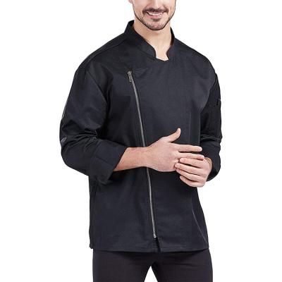 China OEM Design Women Long Sleeve Restaurant Chef Uniforms Breathable Black Chef Coat Jacket Polyester for Casual Restaurant and Bar for sale