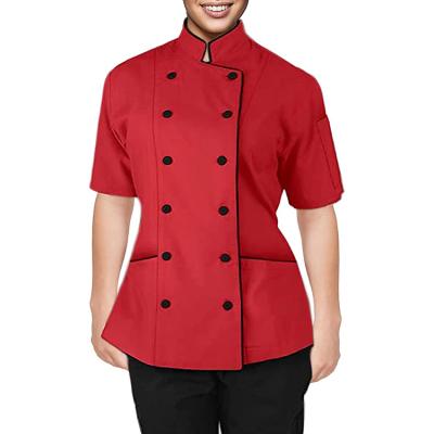 China Custom Made Women's Short Sleeve For Chef Wear Chef Coat 2021 Wholesale High Quality Short Sleeve Cookware Short Sleeve Clothing for sale