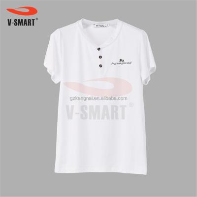 China 50% polyester 25% cotton 25% rayon anti-pilling promotional cheap white t-shirt for sale