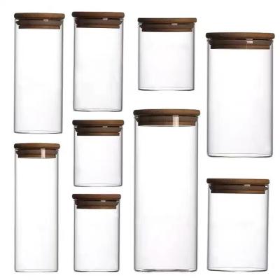 China Viable Factory Direct Wholesale Storage Bottles High Borosilicate Glass Jar With Bamboo Lid, Glass Bottle for sale