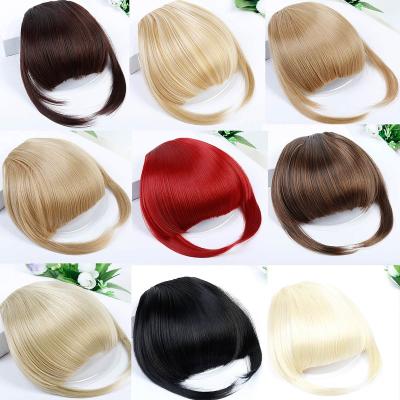 China DIFEI Straight Black Brown Blonde Wig Bangs Clip In Bangs Hair Extensions With High Temperature Synthetic Fiber for sale