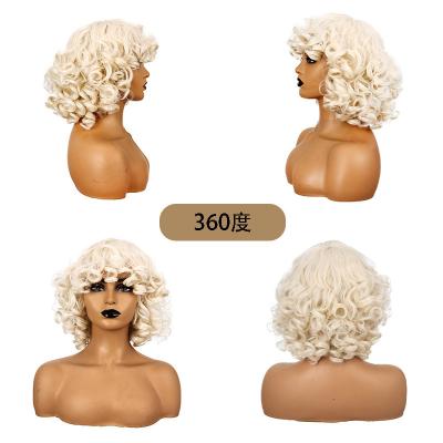 China DIFEI Short Hair Afro Kinky Curly Wigs With Bangs For Black Women African Glueless Cosplay High Temperature Synthetic Wigs SW133 for sale