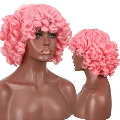 China DIFEI Short Afro Hair Black Curly Curly Medium Part Wig Cosplay Wigs 12 Inch African Style Brown Synthetic Wigs For Wome SW133 for sale