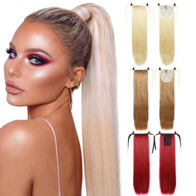 China DIFEI 10Colors Long Regular Straight Synthetic Ponytail High Temperature Fiber Clip In Drawstring Ponytail Wigs For Women for sale