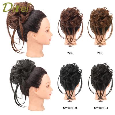 China DIFEI Synthetic Hair Women Bun Curly Hair Bun With Elastic Bands Hair Ring Wrapped On Messy Hair Synthetic Bun Ponytails Girls for sale