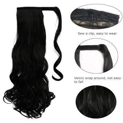 China Synthetic Ponytail DIFEI 22inch #2 Color Body Wave Texture Clip In Ponytail Synthetic Ponytail Fiber Hair Extension Heat Resistant Ponytail for sale