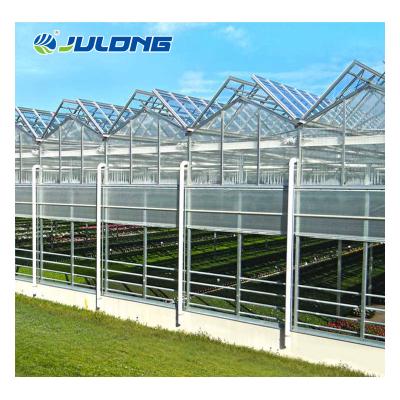 China Simple structure and easy production Cost-effect factory price Factory price Agricultural Multi-span hot assemly hot sale glass greenhouse for sale