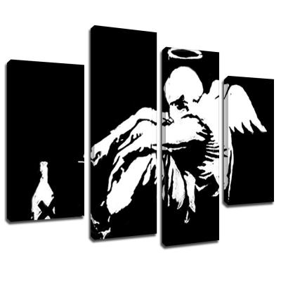 China Giclee Printing Banksy Angel Graffiti Art Wall Art Dark Fallen Box Canvas for sale