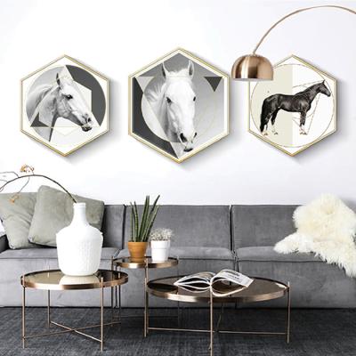 China Household Items Nordic Style Hexagon Abstract Animal Wall Art Painting for sale