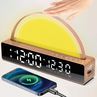 China Antique Style Sunrise Alarm Clock , Wake Up Ligh Sunrise Touch Dynamic 7 Colors Atmosphere Light Up 6 Natural Sounds for sale