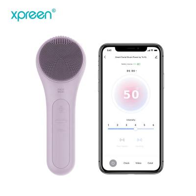 China Double Side Facial Sonic Silicone Brush DEEP CLEANING Intelligent Rechargeable Electric Cleansing Massager for sale