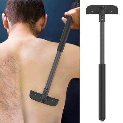 China Wholesale Waterproof Adjustable Back Razor Straight Shaver Body Hair Product Blade Stretchable Back Razor Single Removal For Men for sale