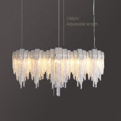 China Modern Luxury Aluminum Chain Chandelier Modern Project LED Engineering Tassel Villa Personality Pendant Lamp for sale