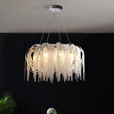 China JIAQI Luxury Chandelier Seller Acorn Art Flap Rope Engineering Villa Warm Modern Silver Aluminum Creative Chain Dining Room for sale