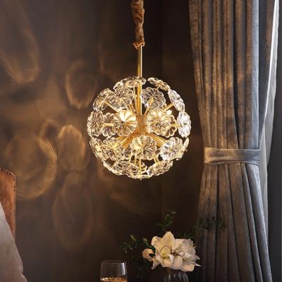 China Creative Spherical Petal Crystal Light Modern Luxury Postmodern Living Room Bedroom Chandelier Dandelion Dining Room Chandelier for sale