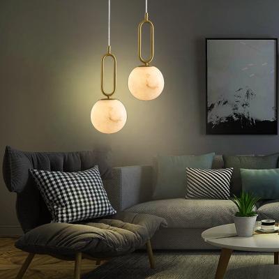 China Modern Ring Dining Room LED Chandelier Mable Ball Pendant Lamp Bedroom Modern White Creative Head Lamp for sale