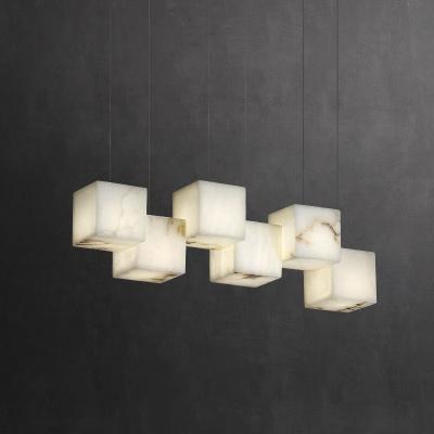 China Simple Design Modern Bar Marble Combination Master Table Chandelier Restaurant Square Box Pendant Lights for sale