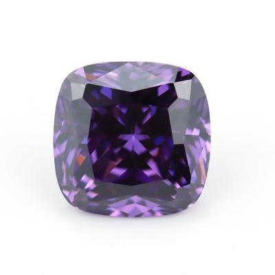 China Dark Purple Loose Shape Cubic Zirconia Cushion Gemstone 8x8mm Star Amethyst CZ Stones For Necklace for sale