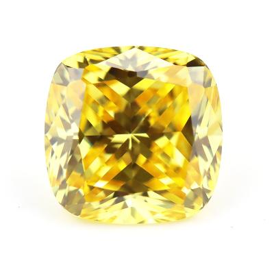 China Star CZ Loose Stones Yellow Gold Cushion Shape Zircon Diamond For Fine Jewelry for sale