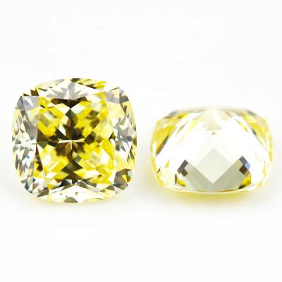 China Star Diamond Yellow Color 3x3mm~12x12mm Cushion Cut Cubic Zirconia Lemon CZ Gemstone for sale