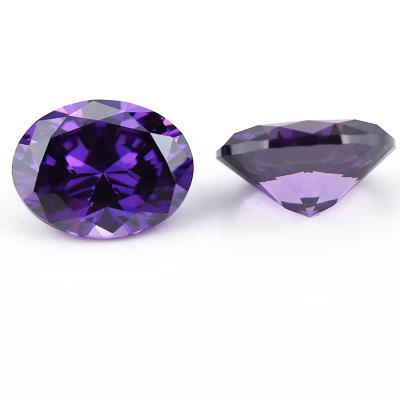 China Star Amethyst Stone 8*10mm Oval Cut Purple CZ Loose Gemstone For Earring for sale