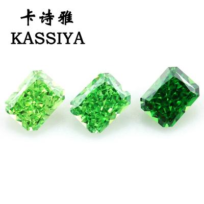 China CZ Gems Synthetic Green Star Octagon Radiant Cut Stone Green Zircon Loose for sale