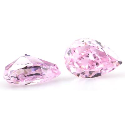 China NO Finest Quality Zircon Crushed Ice Cut American Pink Pear Shape Simulated Diamond CZ for sale