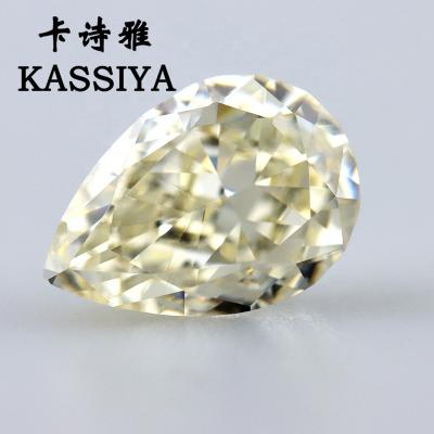 China NO Zircon Simulation Diamond Light Yellow Color Pear Cut Shape CZ Stones for sale