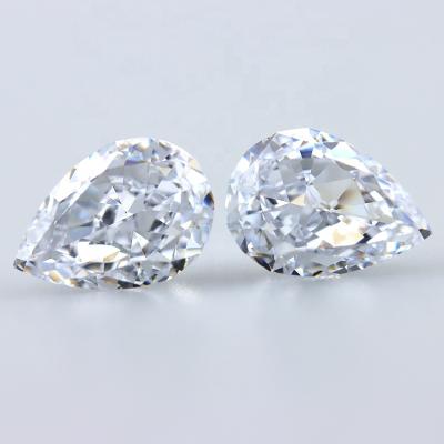 China White NO CZ Crushed Loose Ice Cut Pear Shape Zircon Gemstone For Jewelry Making for sale