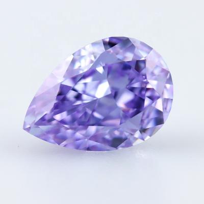 China NO Lavender Zircon Crushed Ice Kunzite Pear Cut CZ Gemstone Light Purple Stone for sale