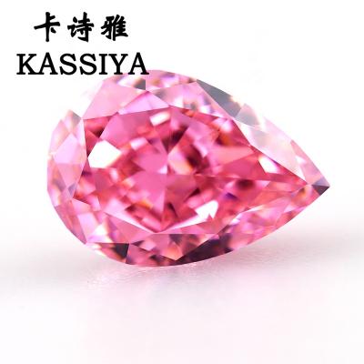 China NO Fancy Dark Pink Zircon OEM ODM Crushed Ice Cut Pear Shape Loose CZ Stones Gemstone for sale