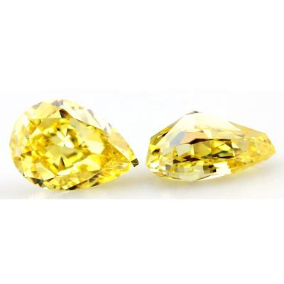 China Star Zircon Loose Stones Iced Out Flower Cut Golden Yellow CZ Pear Shape For Ring for sale