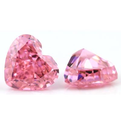 China NO Newest Crushed Ice Cut Zircon Gemstone Dark Pink Color Heart Shape CZ Stone for sale