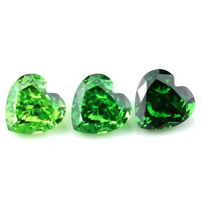 China NO Cut Dark Green Heart Shaped Zircon Fancy Cut Loose Gemstones for sale