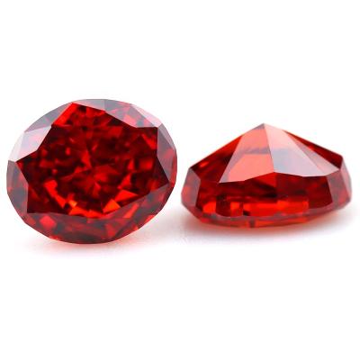 China Star Zircon 8A Quality Synthetic Gemstone Oval Orange Red 18K Gold Ring Jewelry. for sale