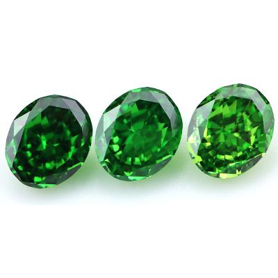 China Star good quality zircon crushed ice cut green oval gemstone wholesale from china for sale