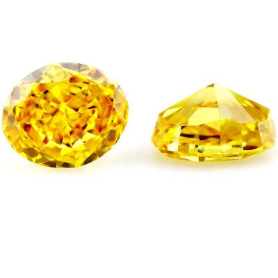 China Loose Zircon Stone Not Crushed Ice Cut 8A Quality Yellow Gold Oval Gemstones From China for sale