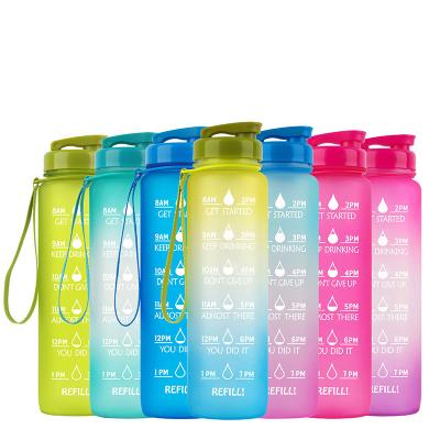 China 2021 Viable Top Selling 1000ml Motivational Plastic Water Bottle With Time Marker for sale