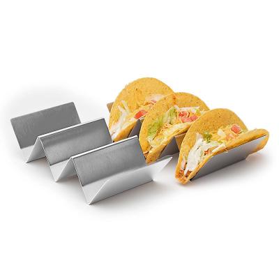 China Sustainable Stainless Steel Taco Rack Stand Holds 3 Piece Tacos for sale