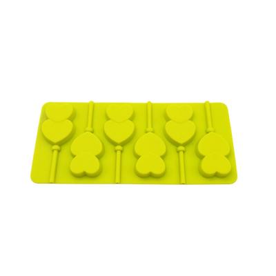 China Sustainable Food Grade Heart Shape 6 Cavity Silicone Lollipop Mold Silicone Chocolate Mold for sale