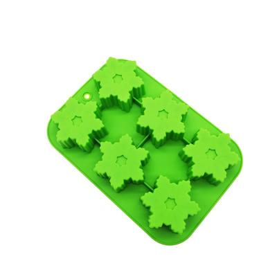 China Handmade Molds Cake Soap Making Molds Viable Cookie Trays 6 Cavity Christmas Silicone Snowflake Molds for sale