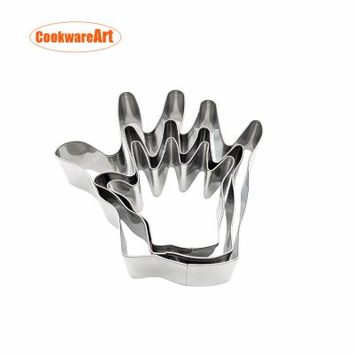 China Sustainable Hand Shape 3 Pcs Stainless Steel Cookie Cutter Set 6/8/10 cm for sale